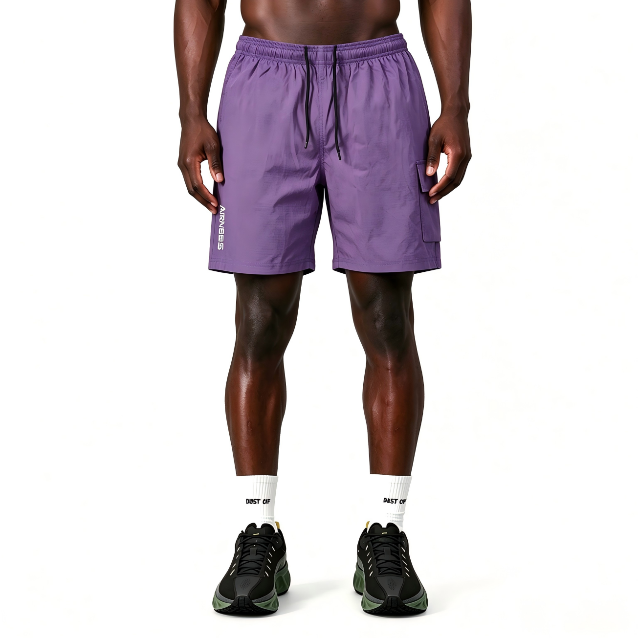 Mens Lightweight Ripstop Cargo Shorts Drawstring Waist Outdoor Casual Walking Shorts